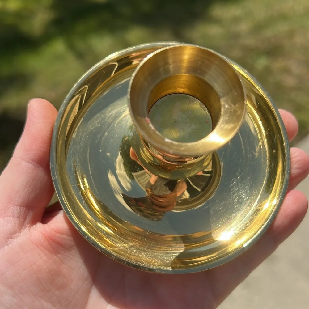 Vintage Colonial Williamsburg Made in USA Gold Brass Taper Candlestick Holder